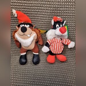 1992 McDonalds Tazmanian Devil And Sylvester Looney Tunes Plushies